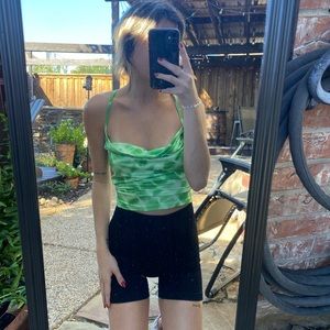 Tye dye lace up back cami top